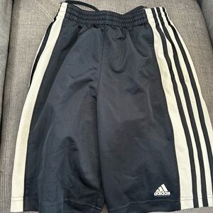 Adidas Black Athletic Shorts with White Stripes